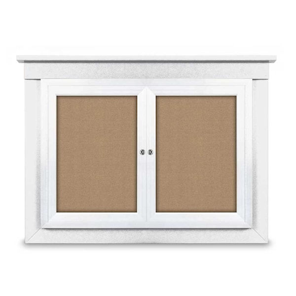 60"x36" 2-Door Enclosed Letterboard, Header, Green Felt/Lt Oak